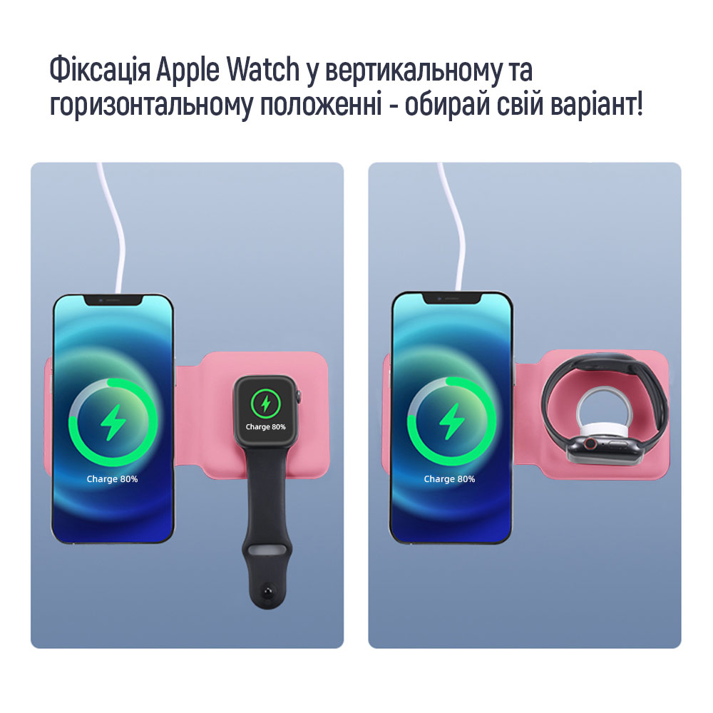 Бездротовий зарядний пристрій СolorWay MagSafe Duo Charger 15W for iPhone (Pink) (CW-CHW32Q-PK) · 3
