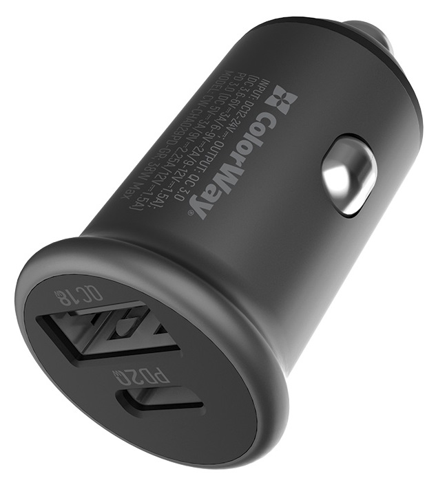 Автомобільний зарядний пристрій Colorway 2USB Type-C PD20W + USB QC3.0 (CW-CHA029PD-GR) · 2
