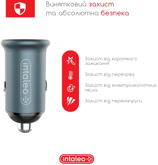 Автомобільний зарядний пристрій Intaleo CCGQPD238 Сірий (1283126509971) · 2