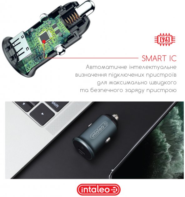 Автомобільний зарядний пристрій Intaleo CCGQPD120T Сірий (1283126509957) · 5