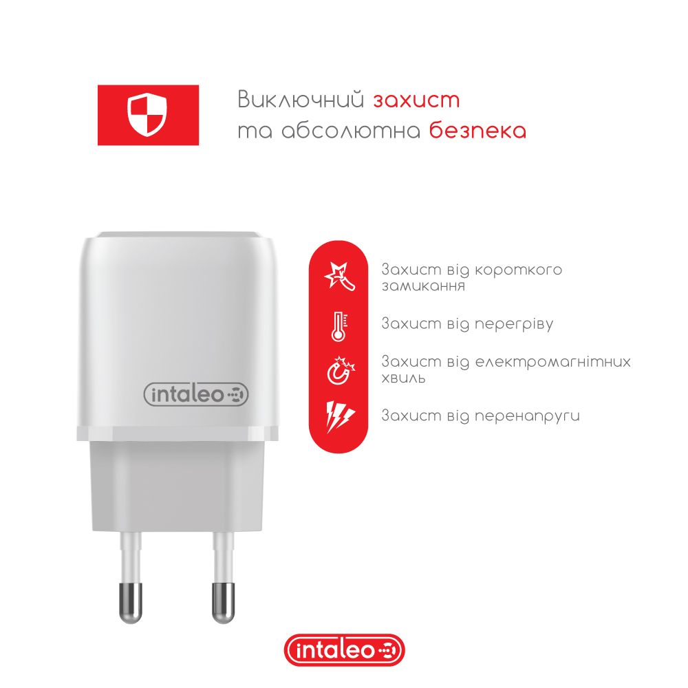 Мережевий зарядний пристрій Intaleo TCGQPD120L (білий) (1283126510007) · 2