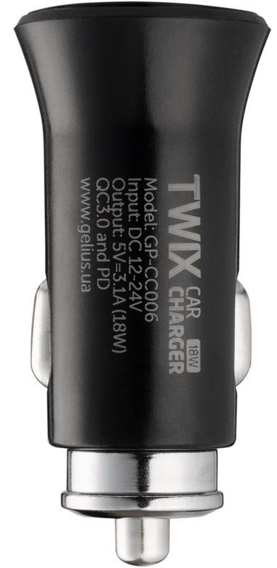 Автомобiльний зарядний пристрiй Gelius Pro Twix GP-CC006 USB+Type-C QC (85175) · 5