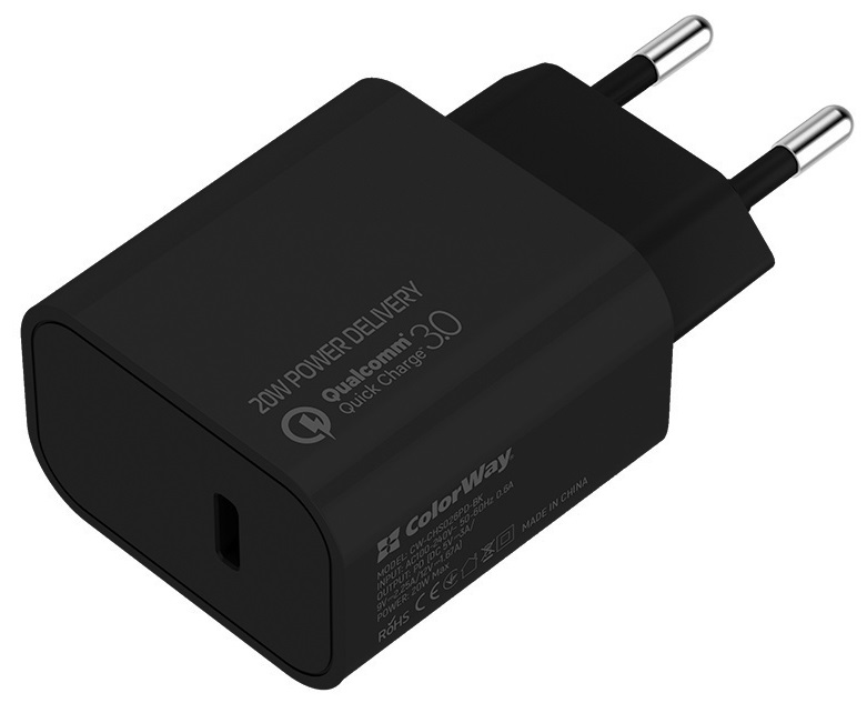 Мережевий зарядний пристрій Colorway Power Delivery Port USB Type-C (CW-CHS026PD-BK) · 3