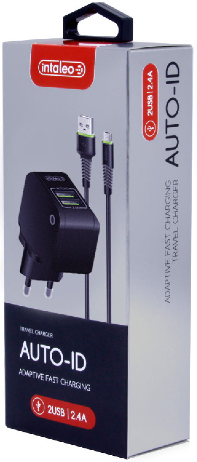 Зарядний пристрій INTALEO TCA242 (2USB 2.4A) Black + кабель Micro USB · 4