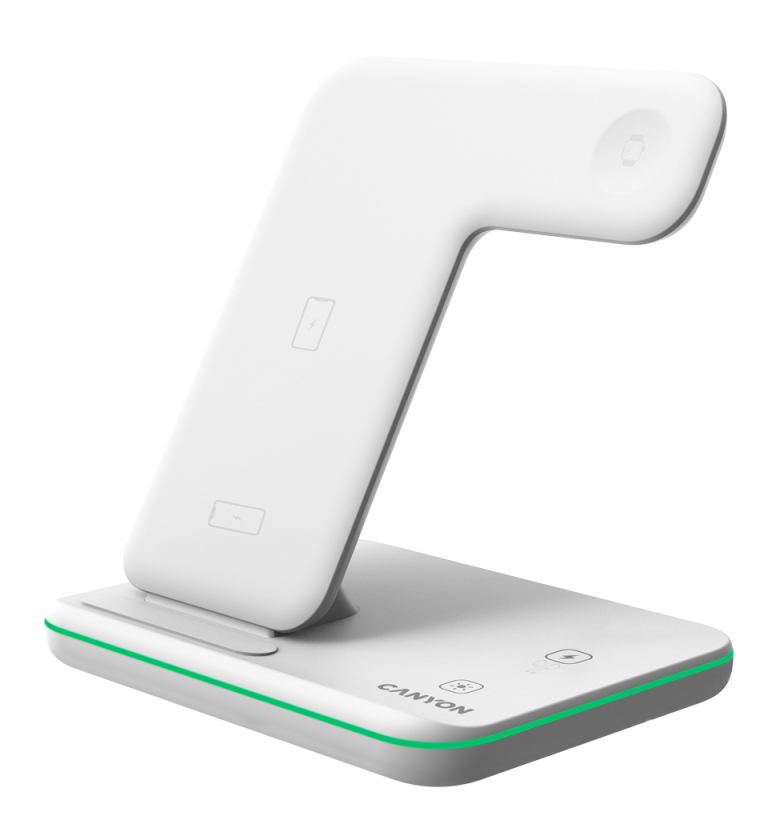 Бездротовий зарядний пристрій 3в1 CANYON WS-303 QI 3A White (CNS-WCS303W) · 5