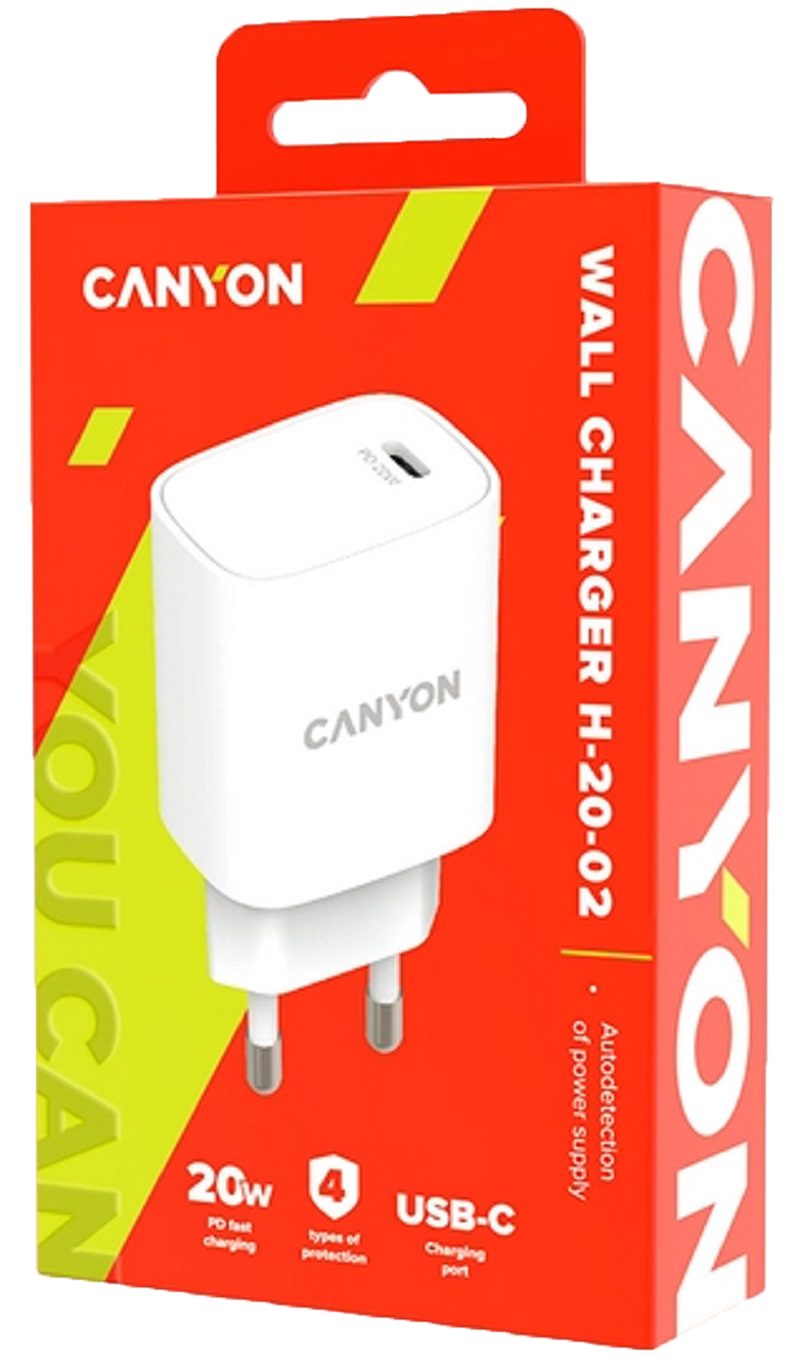 Мережевий зарядний пристрій CANYON H-20-02 PD USB-C 20W White (CNE-CHA20W02) · 2
