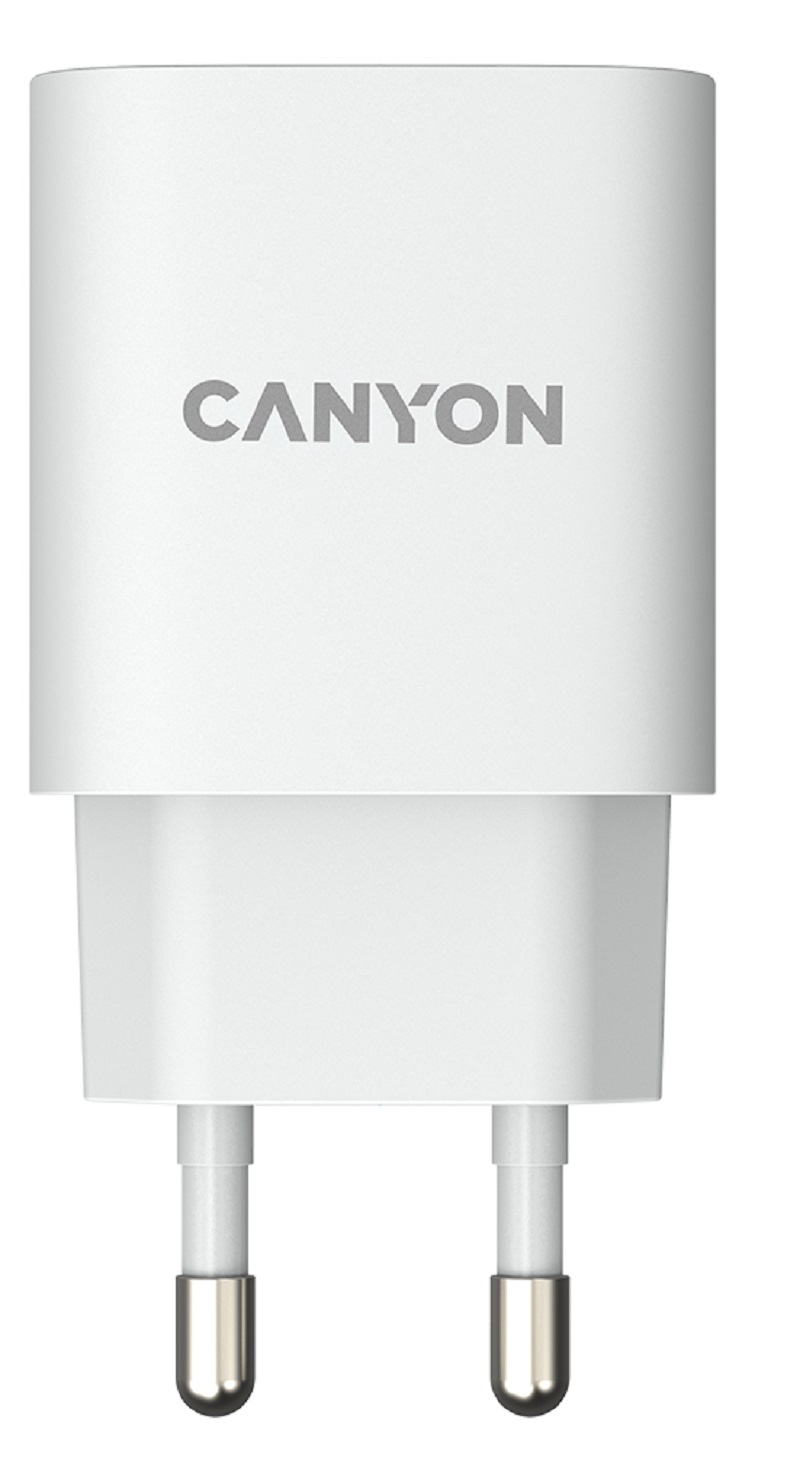 Мережевий зарядний пристрій CANYON H-20-04 PD QC 3.0 1xUSB-A 1xUSB-C 20W White (CNE-CHA20W04) · 2