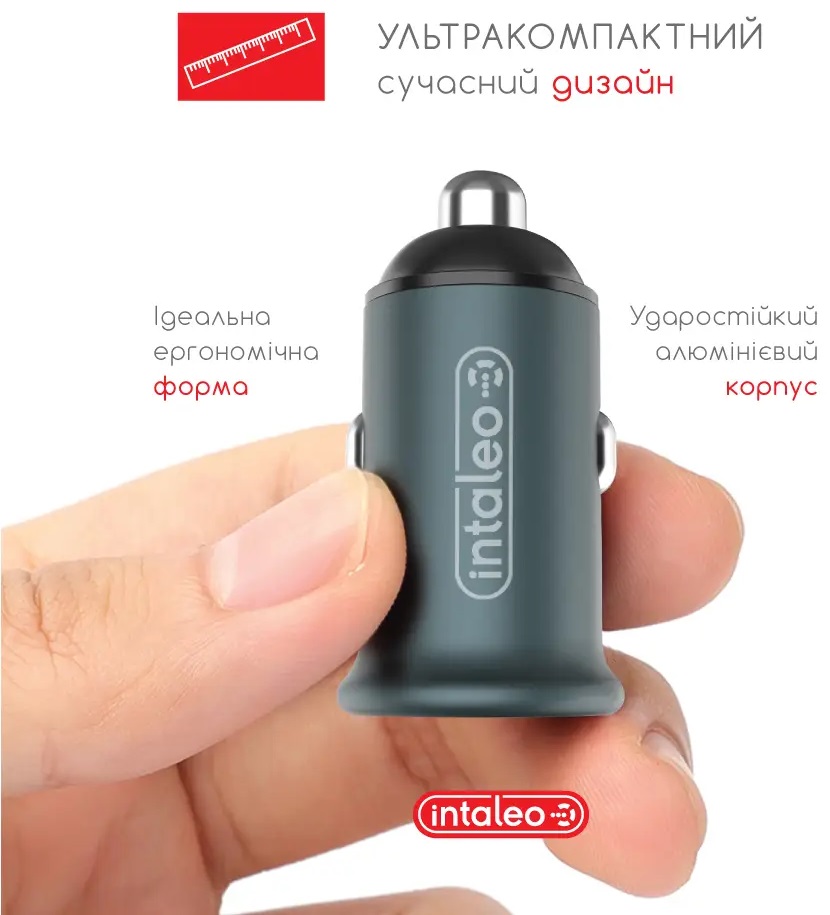 Автомобільний зарядний пристрій INTALEO CCG482 2USB 4.8A FC Gray (1283126521553) · 4