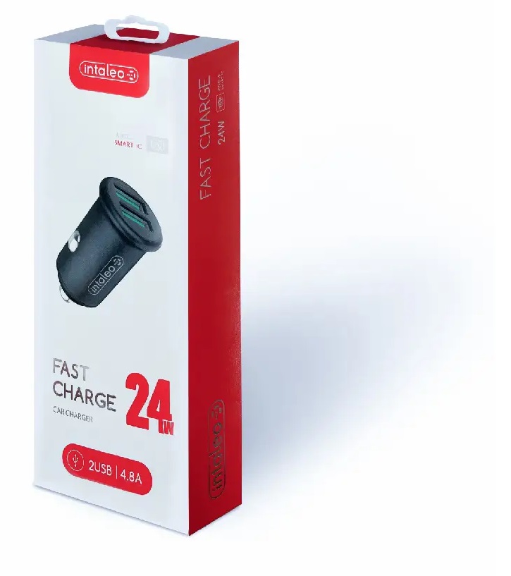 Автомобільний зарядний пристрій INTALEO CCG482 2USB 4.8A FC Gray (1283126521553) · 2