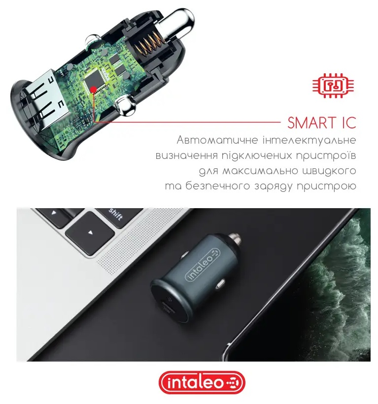 Автомобільний зарядний пристрій INTALEO CCG482 2USB 4.8A FC Gray (1283126521553) · 6
