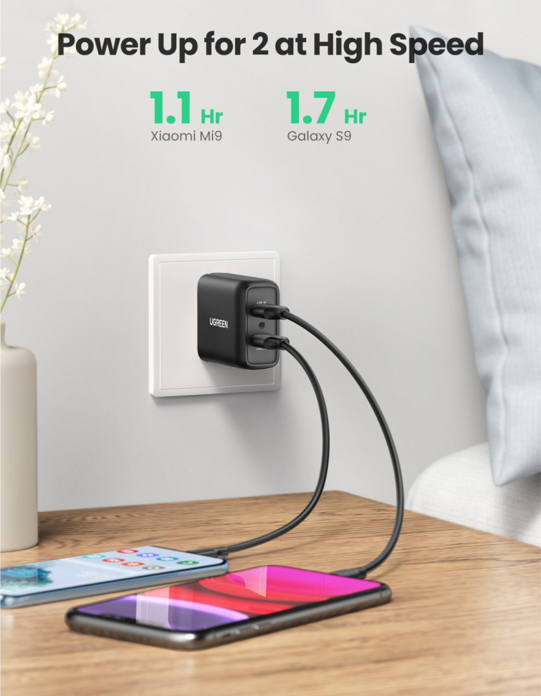 Мережевий зарядний пристрій UGREEN CD161 Black (10216) · 2