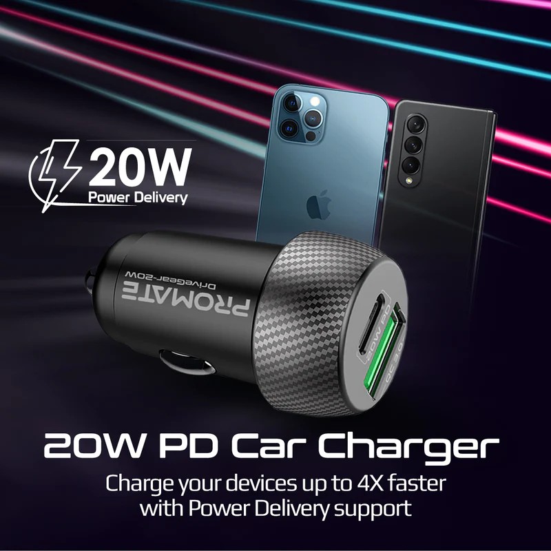 Автомобільний зарядний пристрій PROMATE drivegear-20w Black · 6