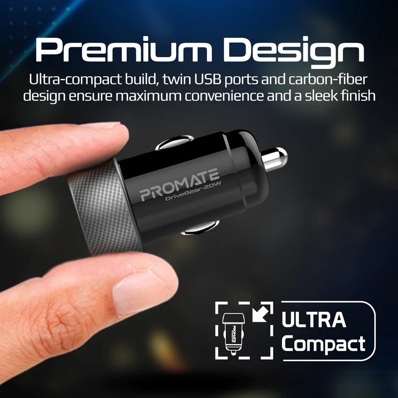 Автомобільний зарядний пристрій PROMATE drivegear-20w Black · 5
