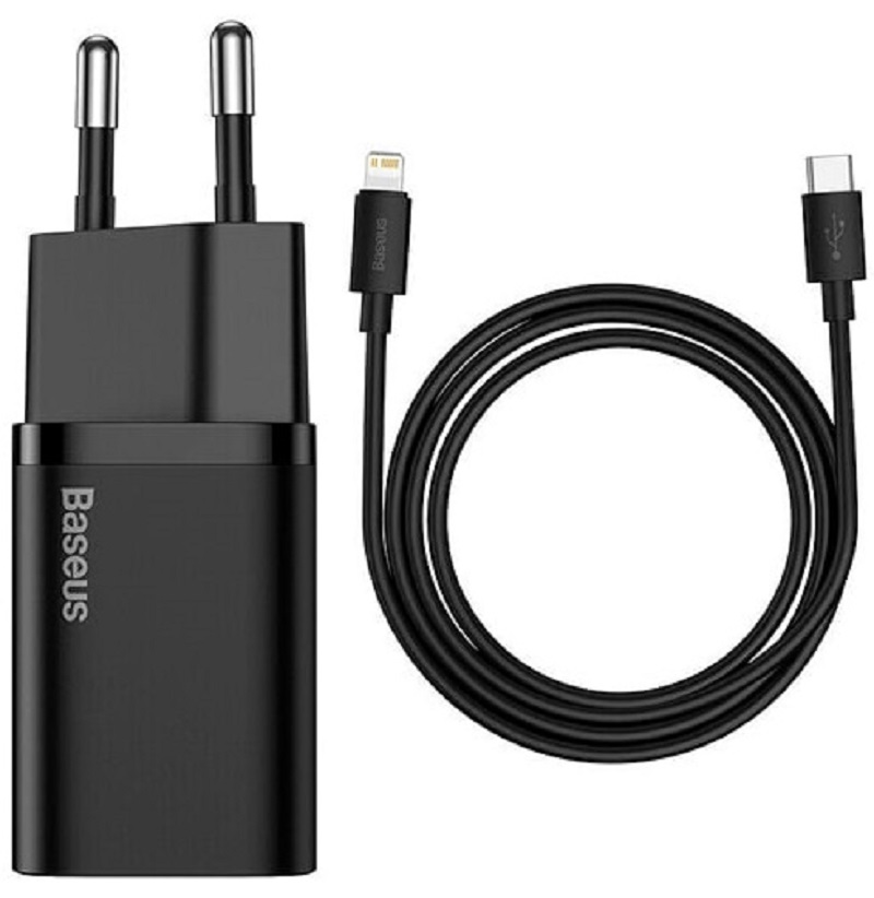 Мережевий зарядний пристрій BASEUS Super Si Quick Charger 1 USB-C 20W Sets Black (TZCCSUP-B01) в Києві