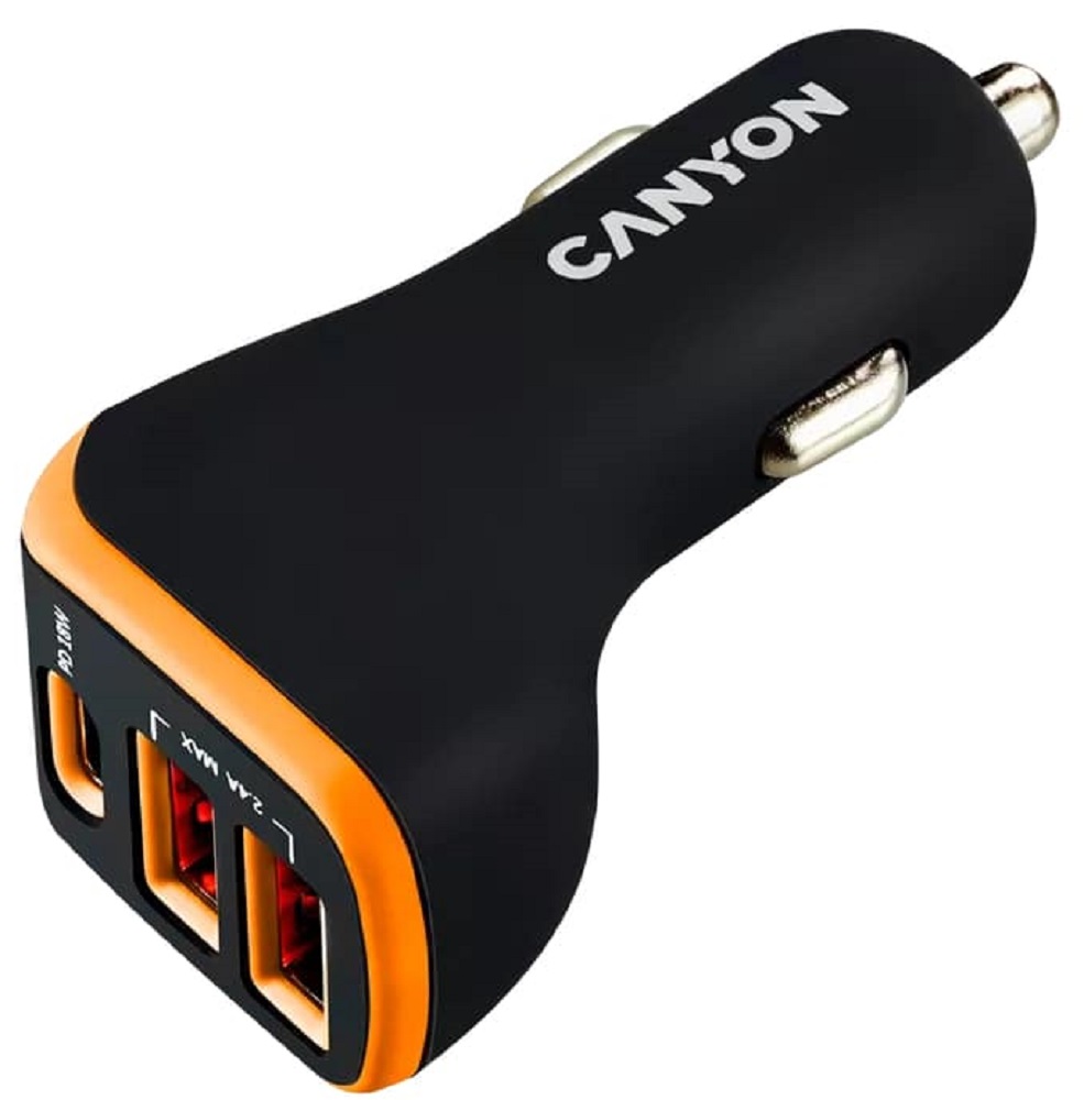 Автомобильное зарядное устройство CANYON Universal 3xUSB Black/Orange (CNE-CCA08BO) в Киеве