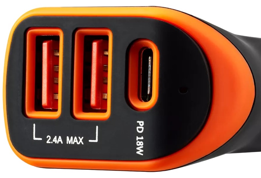 Автомобільний зарядний пристрій CANYON Universal 3xUSB Black/Orange (CNE-CCA08BO) · 2