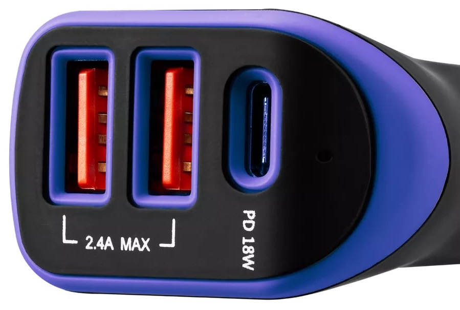 Автомобільний зарядний пристрій CANYON Universal 3xUSB Black/Violet (CNE-CCA08PU) · 3