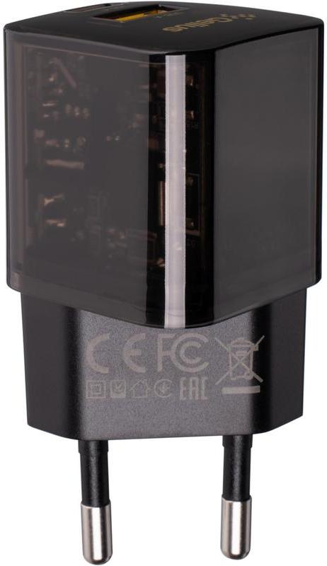 Мережевий зарядний пристрій GELIUS Genesis GP-HC055 USB+Type-C 30W GaN Transparent Black (94754) в Києві