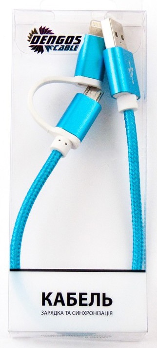 

Кабель Dengos 2в1 Micro USB/Lightning 0.2 м (NTK-LM-SHRT-MT-BLUE)