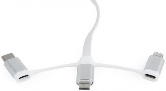 Кабель Cablexpert 1m 3-in-1 USB - microUSB/USB Type C/Lightning (CC-USB2-AMLM32-1M-W) · 2