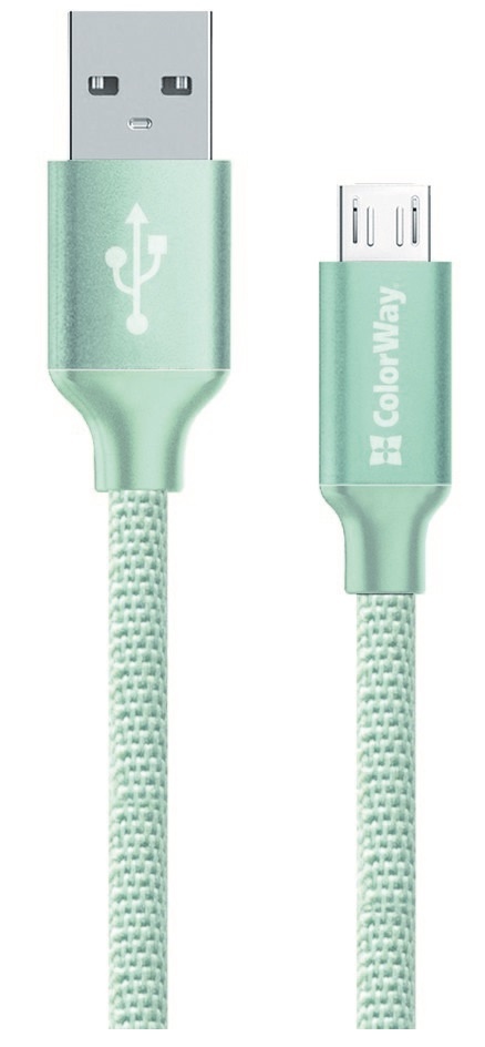 Кабель Colorway USB - МicroUSB 1м 2.1А Mint (CW-CBUM002-MT) в Києві