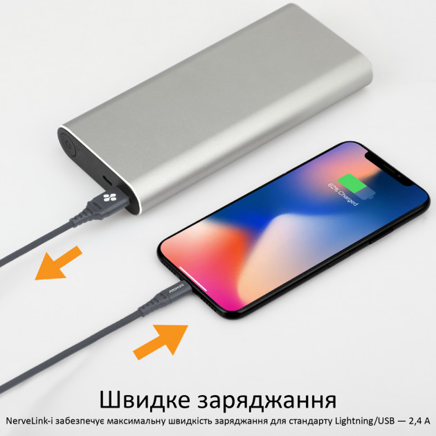 Кабель Promate Nervelink-i Lightning/1,2А/2A/К Grey · 5