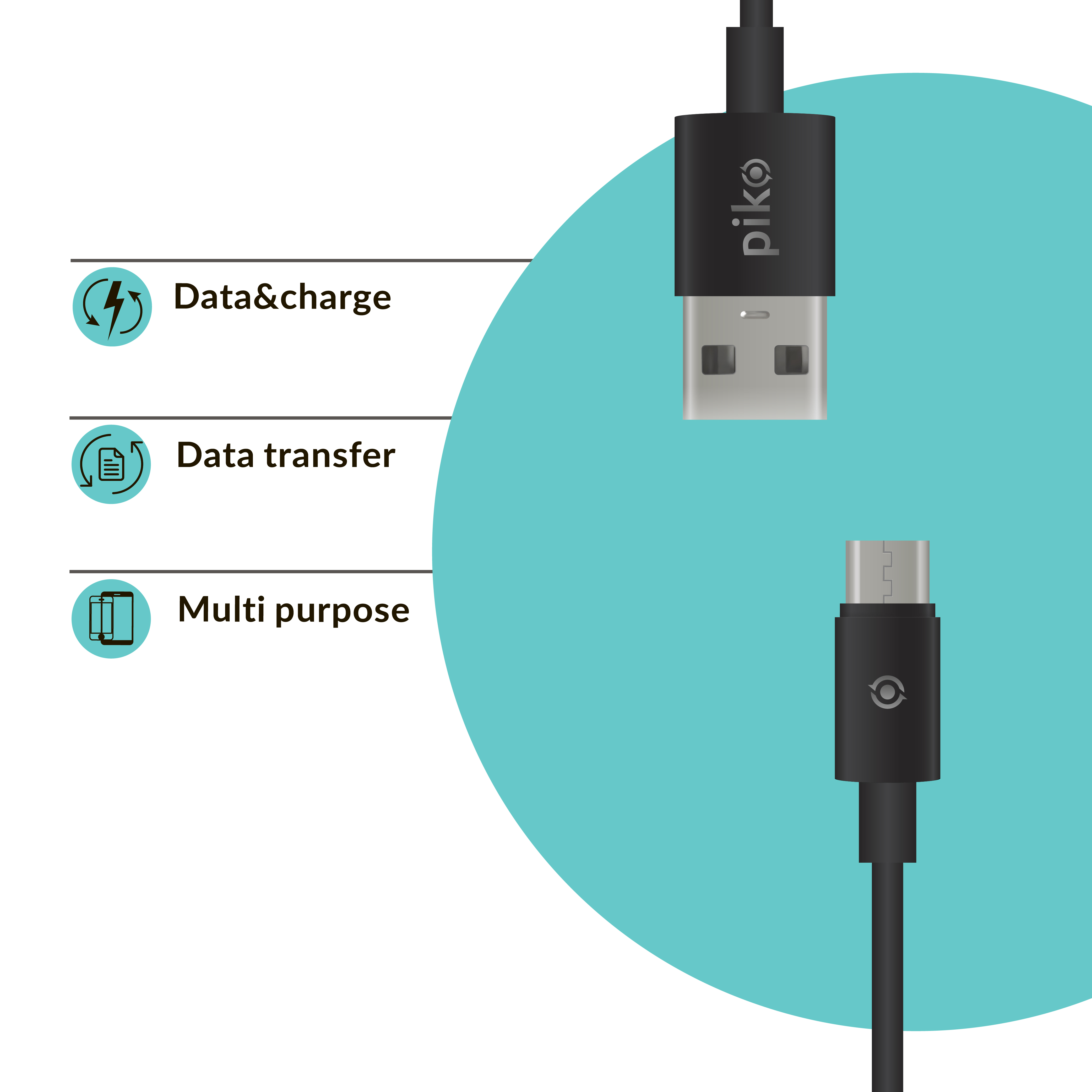 Кабель Piko CB-UM11 USB- Micro USB/1,2м/К/Чорний · 2