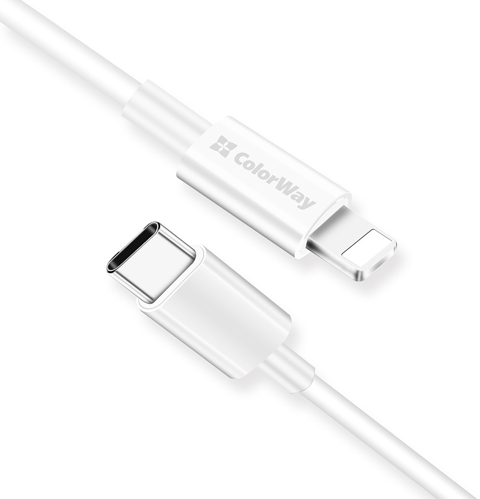 Кабель Colorway Type-C - Apple Lightning (PD )1м/3.0А/К/білий · 3