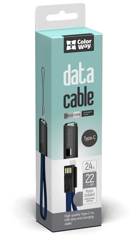 Кабель Colorway USB - Type-C 0,2м/2.4А/П/синій · 4