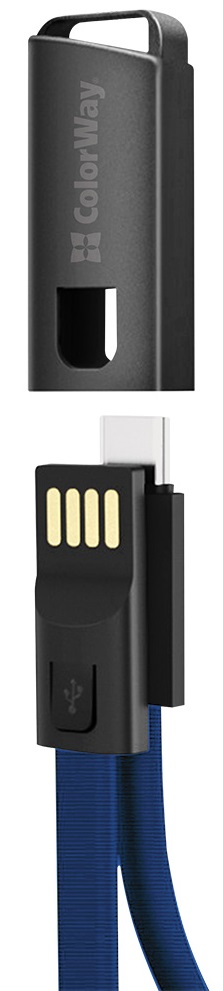 Кабель Colorway USB - Type-C 0,2м/2.4А/П/синій в Києві