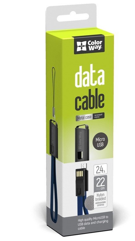 Кабель Colorway USB - MicroUSB 0,2м/2.4А/П/синій · 4