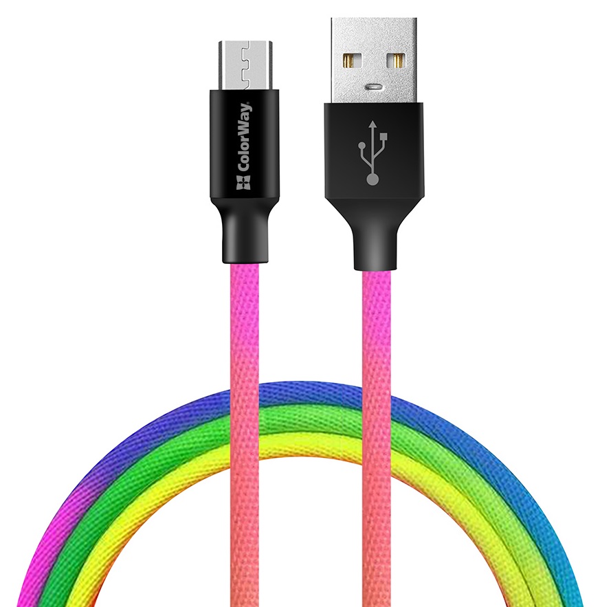 Кабель Colorway USB - MicroUSB (multicolor) 2.4А/К/1м (CW-CBUM017-MC) · 3