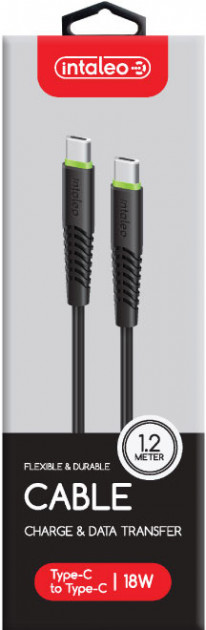 Кабель Intaleo CBFLEXTT1 Type-C to Type-C 1.2м 18W Чорний (1283126504082) · 4