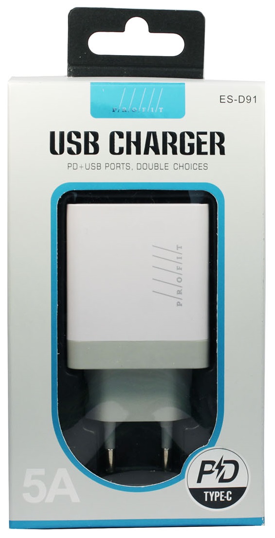 Зарядний пристрій Profit ES-D91 PD QC3.0 USBA+Type-C White · 4