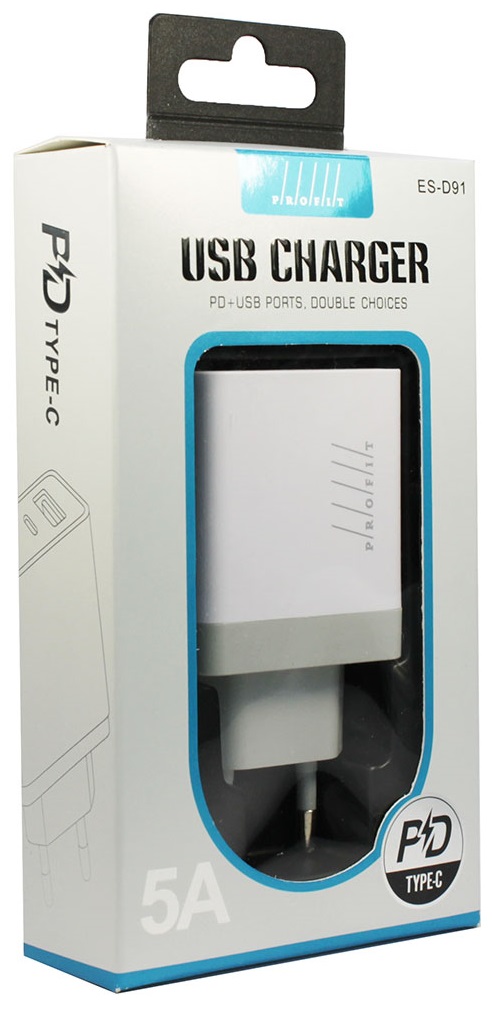 Зарядний пристрій Profit ES-D91 PD QC3.0 USBA+Type-C White · 5
