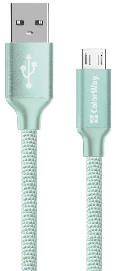 Кабель Colorway USB - MicroUSB 2.4А 2м м'ятний (CW-CBUM009-MT) в Києві