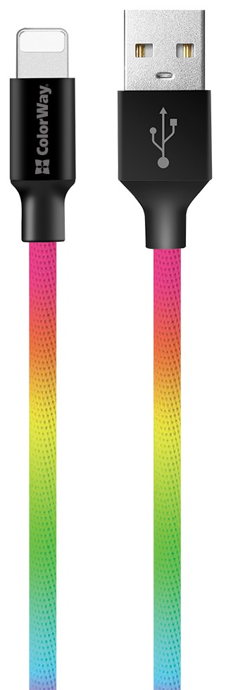 Кабель Colorway USB - Apple Lightning (multicolor) 2.4а 1м (CW-CBUL016-MC) · 2