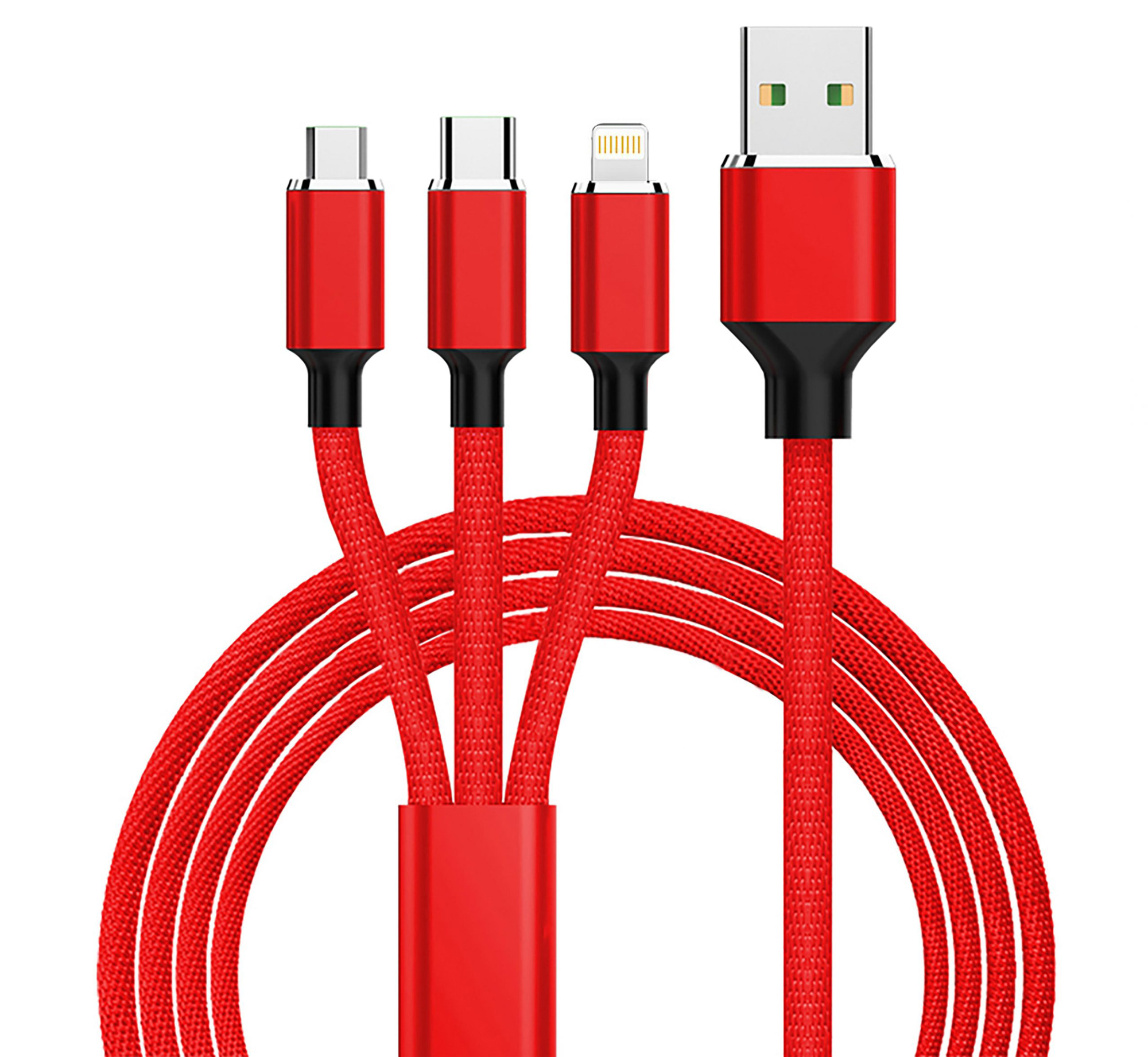 Кабель USB ХОКО SC-330 Red 3 в 1-Lightning Micro USB Type-C 1.20м (SC-330-RD) в Києві