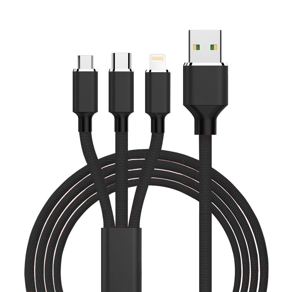 Кабель USB ХОКО SC-330 Black 3 в 1-Lightning Micro USB Type-C 1.20м (SC-330-BK) в Києві