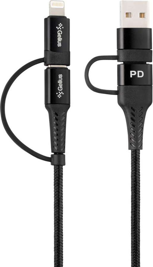 Кабель GELIUS Pro Unimog 2 GP-UC106 4in1 (PD) USB-A/USB-C/Lightning/MicroUSB Black (82666) · 2