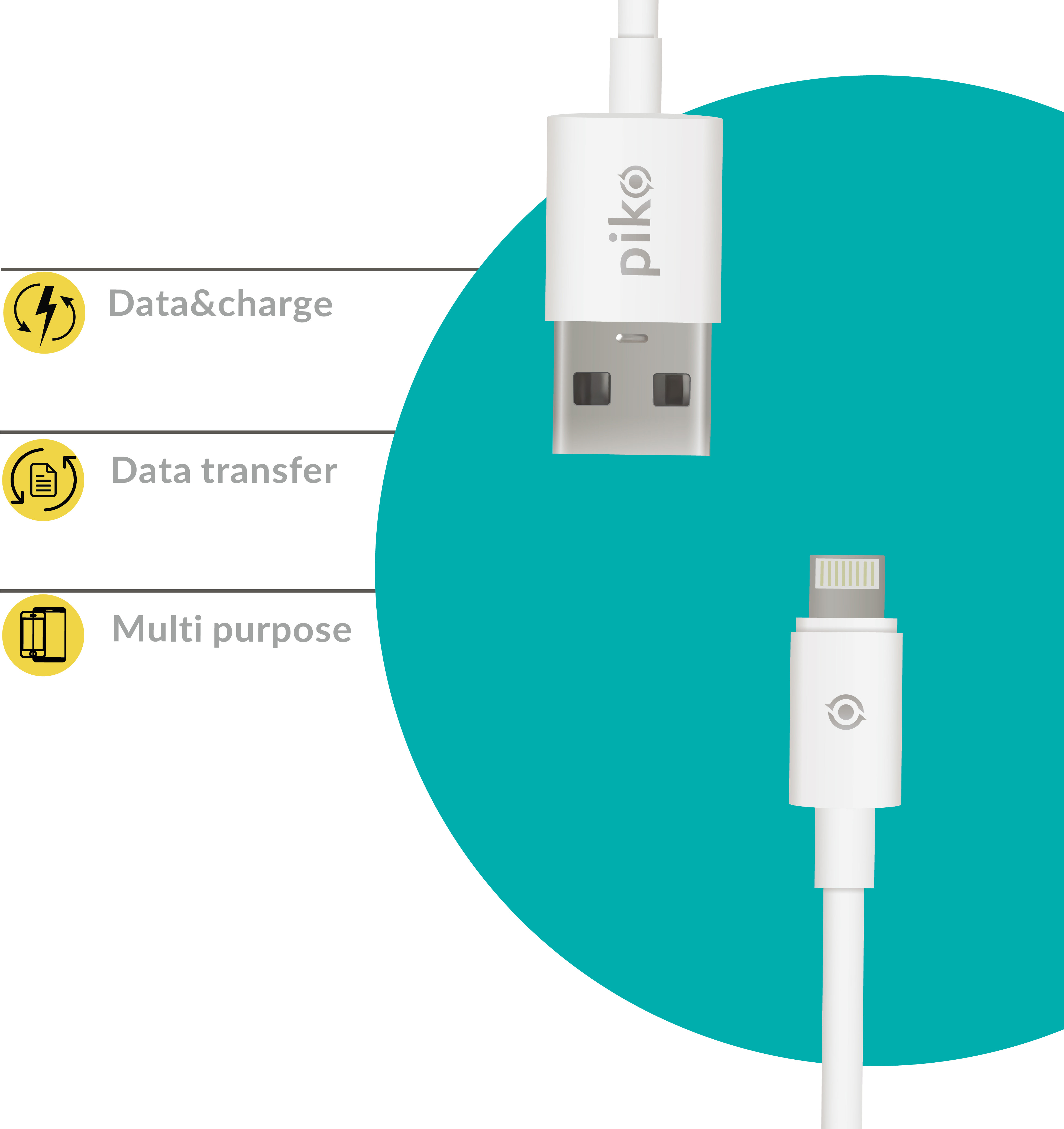 Кабель синхронізації PIKO CB-UL12 Lightning 2м White (1283126493867) · 2