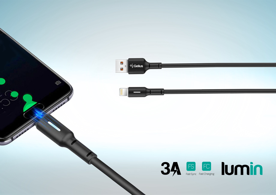 Кабель Gelius Pro Lumin Lamp GP-UC100 Micro USB Чорний (3A) (82656) · 3