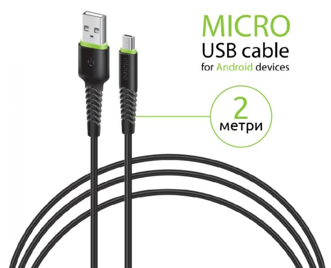 Кабель INTALEO CBFLEXM2 USB - Micro USB 2 м Black · 2