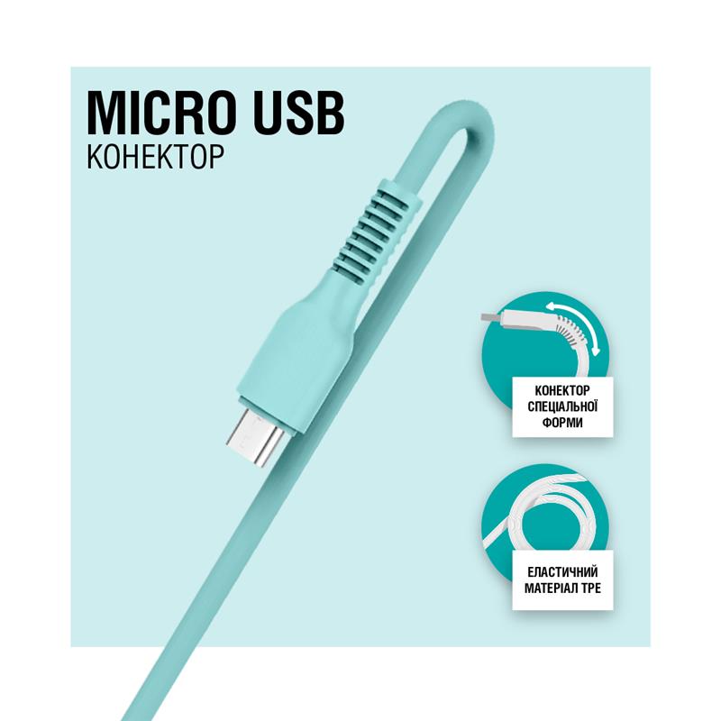 Кабель ACCLAB AL-CBCOLOR-M1MT USB - MicroUSB 1.2 м Mint (1283126518140) · 2