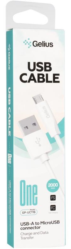 USB кабель GELIUS One GP-UC116 MicroUSB 2 м White (85160) · 2