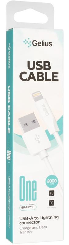 USB кабель GELIUS One GP-UC118 Lightning 2 м White (85163) · 2