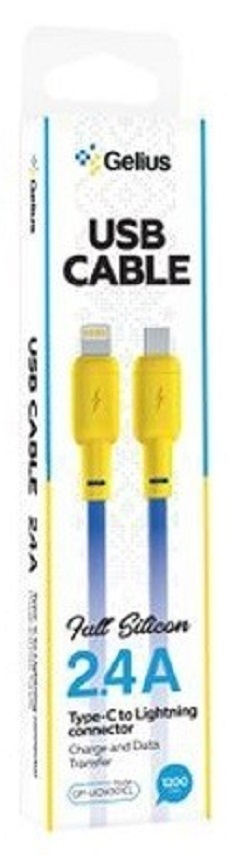 Кабель GELIUS Full Silicon GP-UCN001CL Type-C to Lightning 1.2 м Yellow/Blue · 3