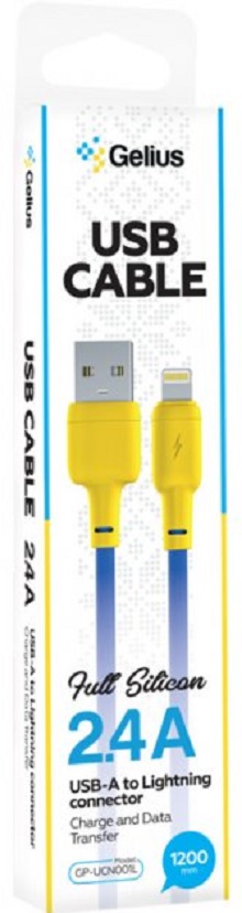 Кабель GELIUS Full Silicon GP-UCN001L Lightning 1.2 м Yellow/Blue · 3