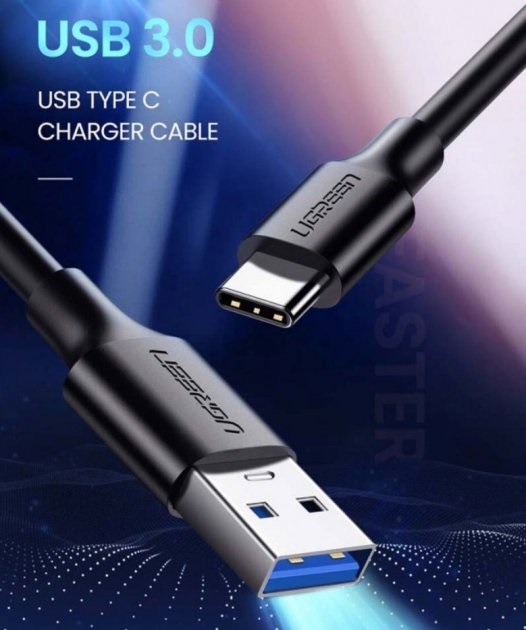 Кабель UGREEN US184 USB 3.0 to USB Type-C Male 2.4A 2 м Black (20884) · 4