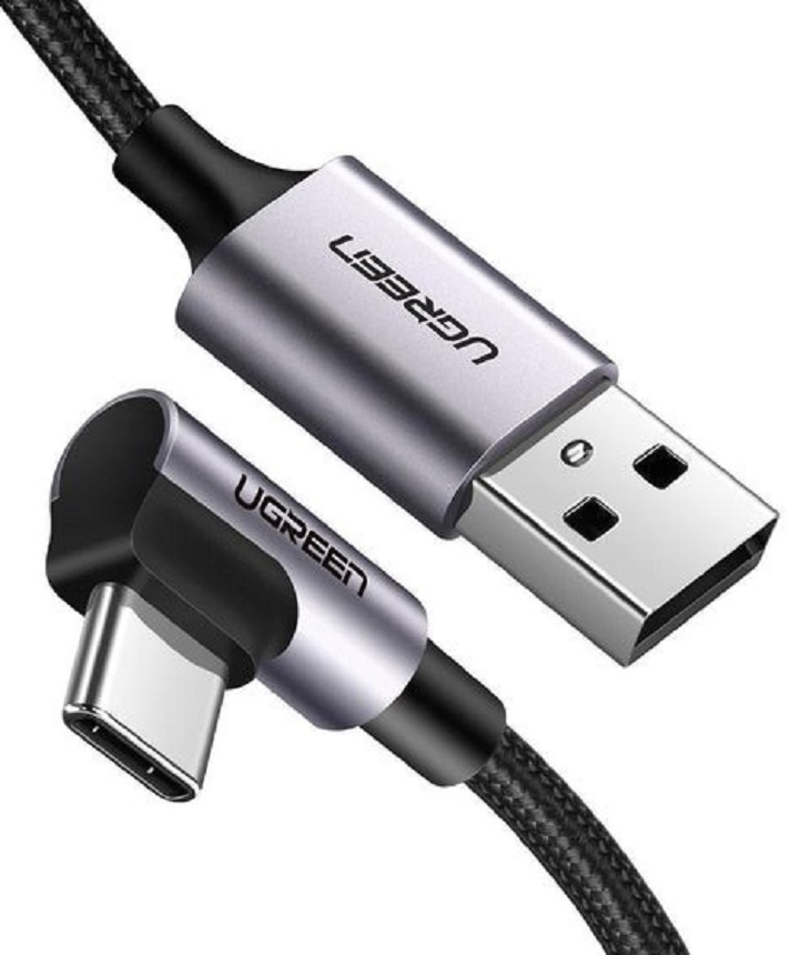 Кабель UGREEN US284 USB 2.0 to Angled USB Type-C Cable 3A 1 м Black (50941) в Києві